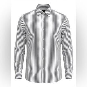 Hugo Boss Mens black and white Men's Striped Dress Shirt - size M